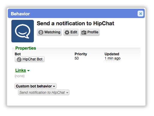 Send notifications to HipChat from a Cerb bot -