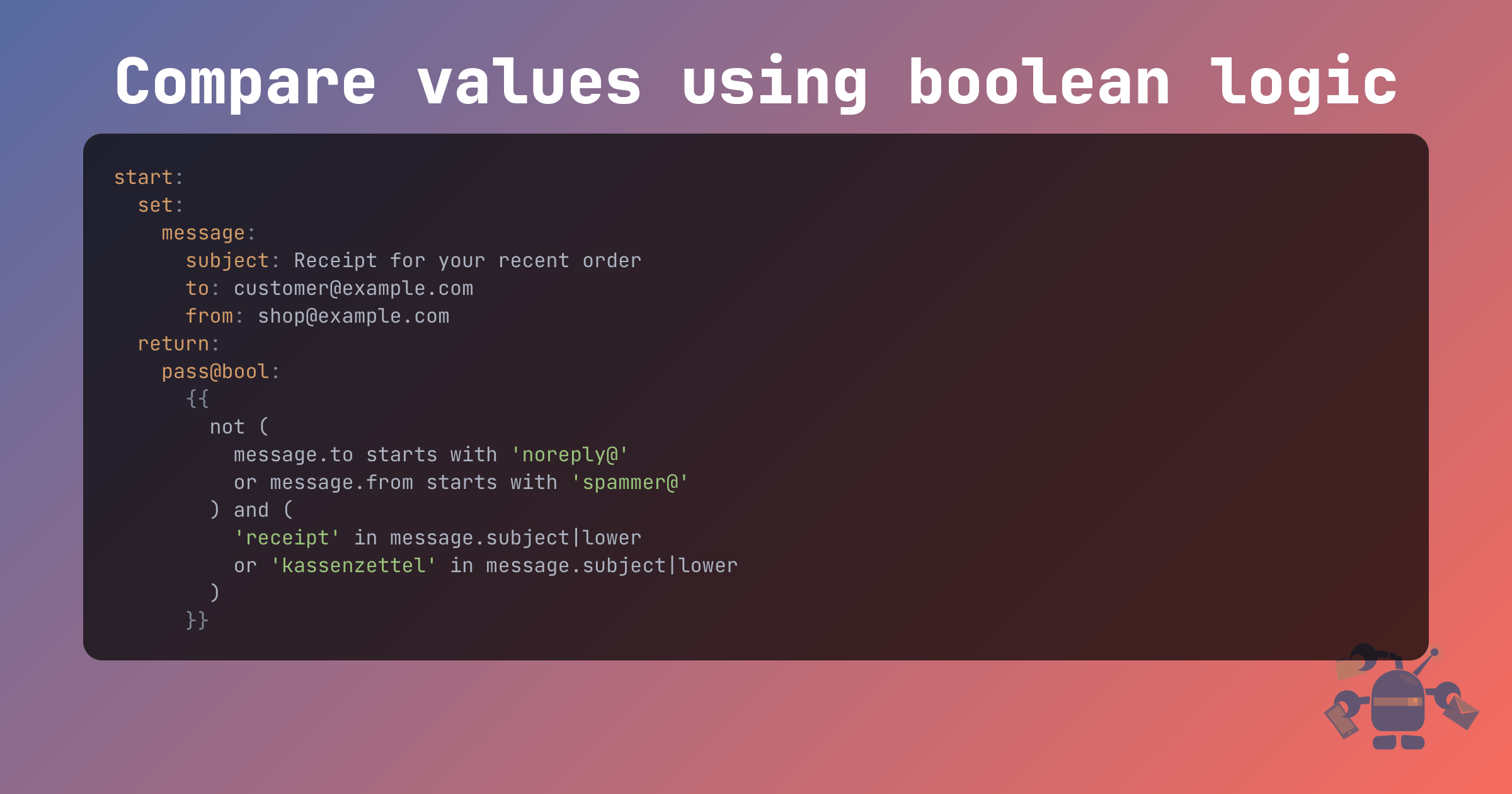 Compare values using boolean logic cerb
